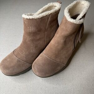 Skechers Parallel Off Hours Faux Fur Ankle Wedge Booties Women's Sz 9.5 Wide